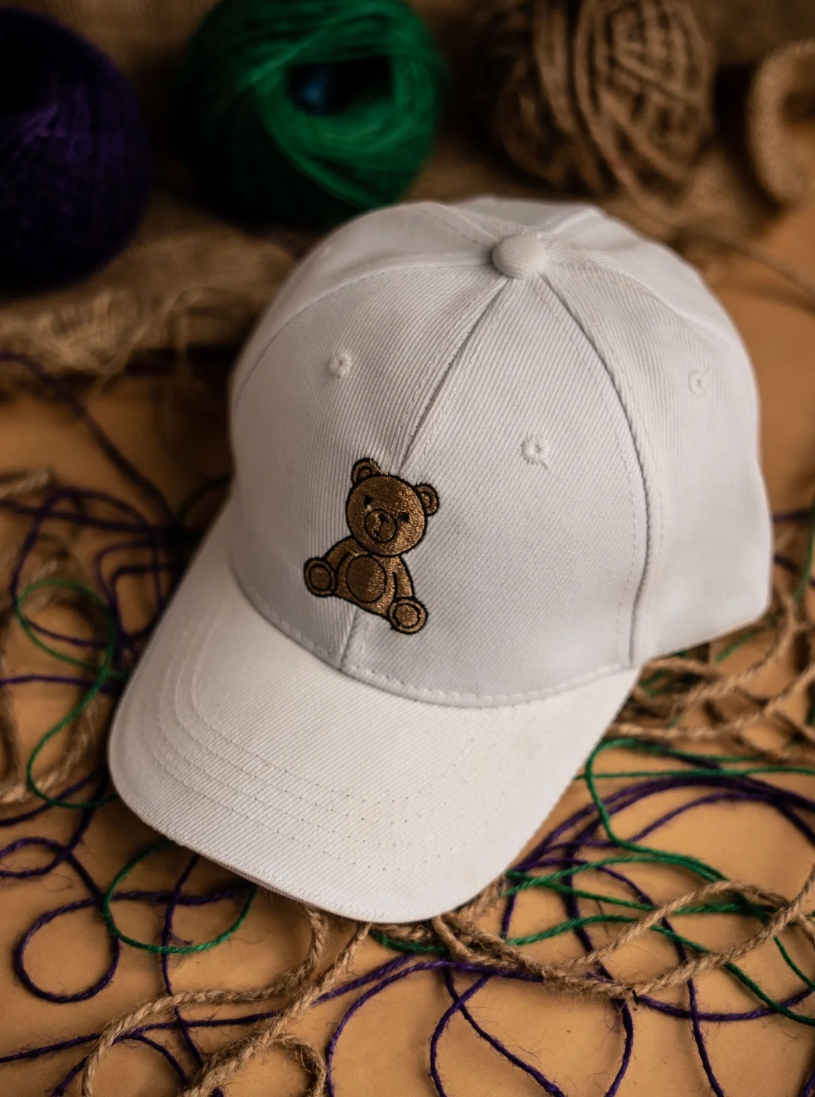 White Teddy Denim Caps